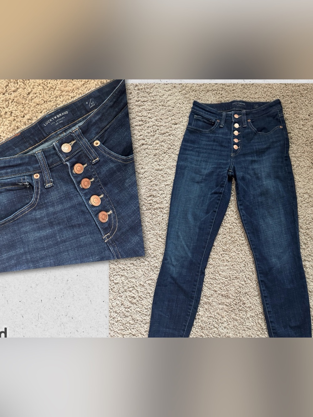 Lucky Brand Women's Dark Indigo Skinny Jeans with Copper Buttons